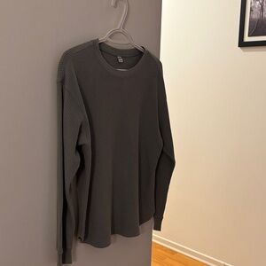 Uniqlo Sage green Waffle Knit Long Sleeve Shirt